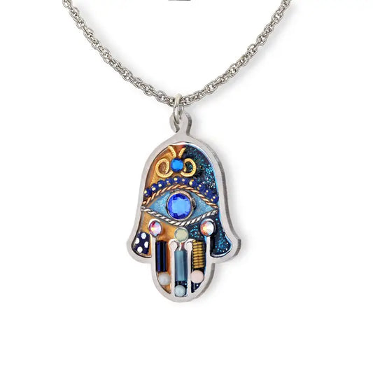 Seeka Blue and Gold Hamsa
