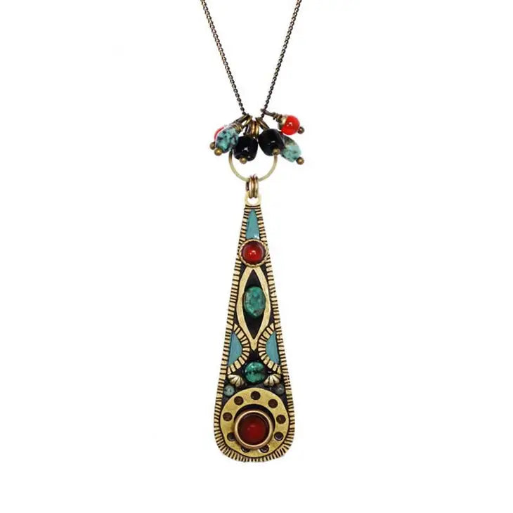 Earth Teardrop Long Necklace
