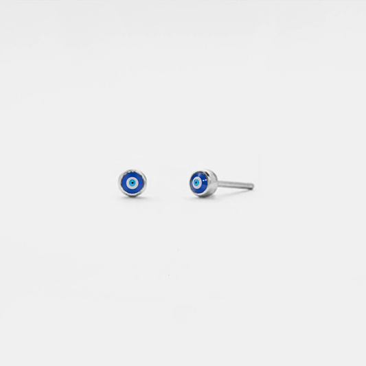 Turkish Evil Eye Nazar Stud Earrings in 925 Sterling Silver