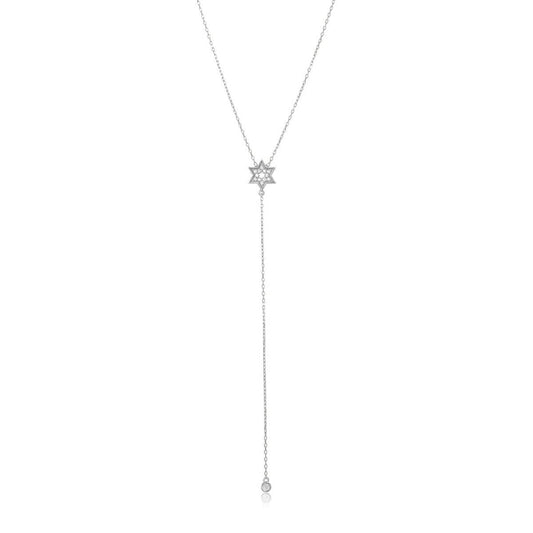 Lariat Necklace with Jewish Star of David
