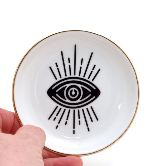 Evil Eye Trinket Dish with Gold Rim