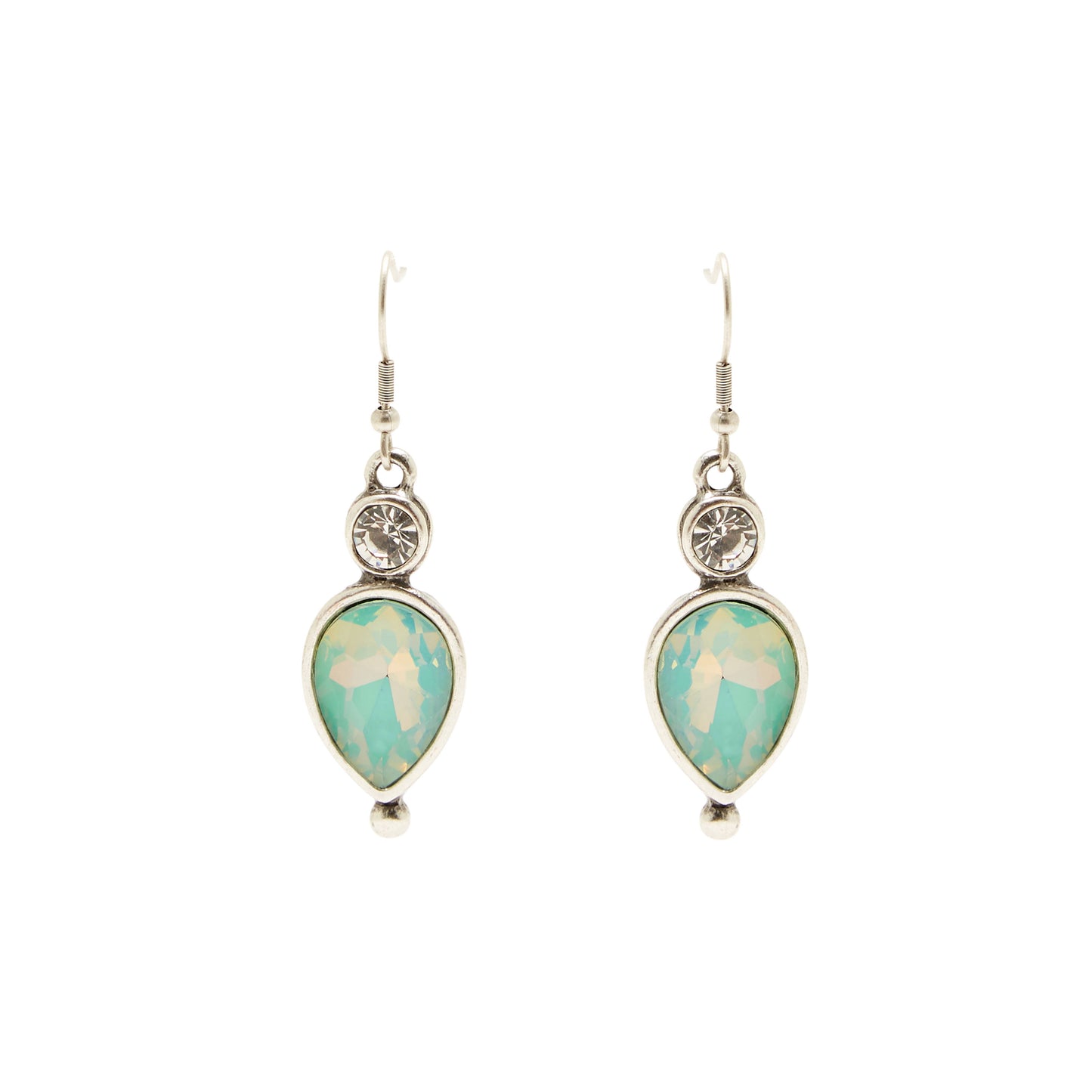 Handmade Pewter Earrings With Green Opal