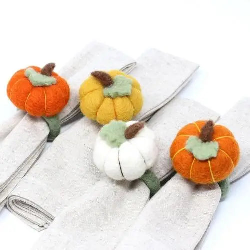 Pumpkin Felt Napkin Rings, Set of 4