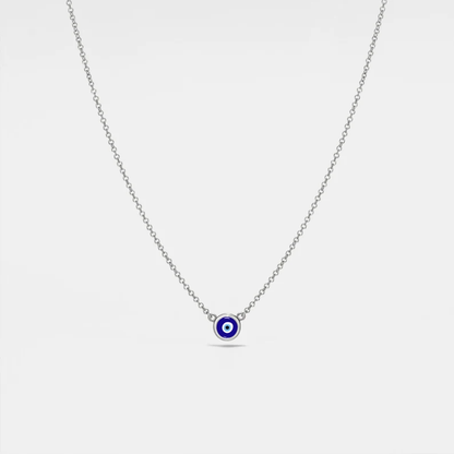 Turkish Evil Eye Nazar Charm Necklace in 925 Sterling Silver