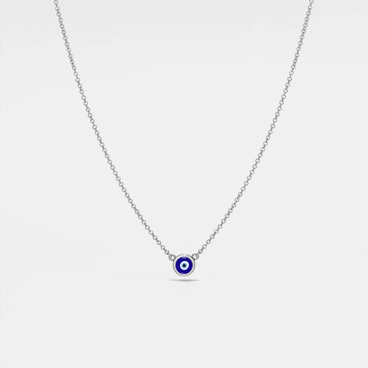 Turkish Evil Eye Nazar Charm Necklace in 925 Sterling Silver