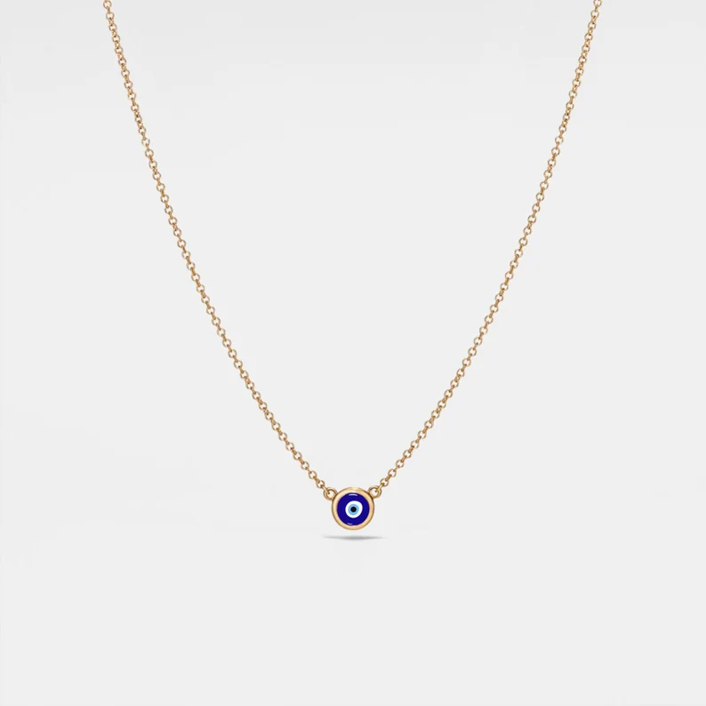 Turkish Evil Eye Nazar Charm Necklace in 925 Sterling Silver