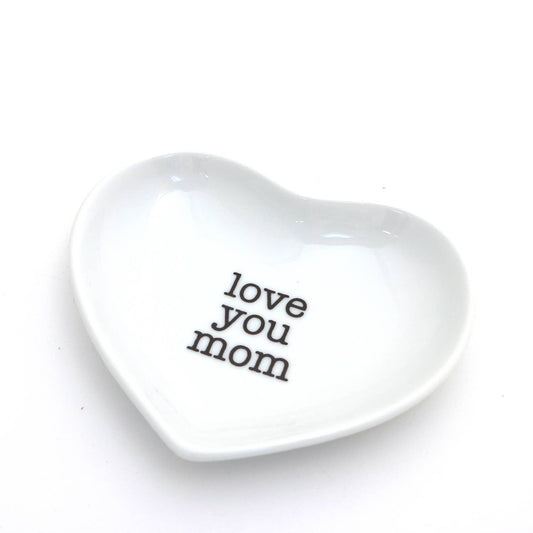 "Love You Mom" Heart Shaped Trinket Dish