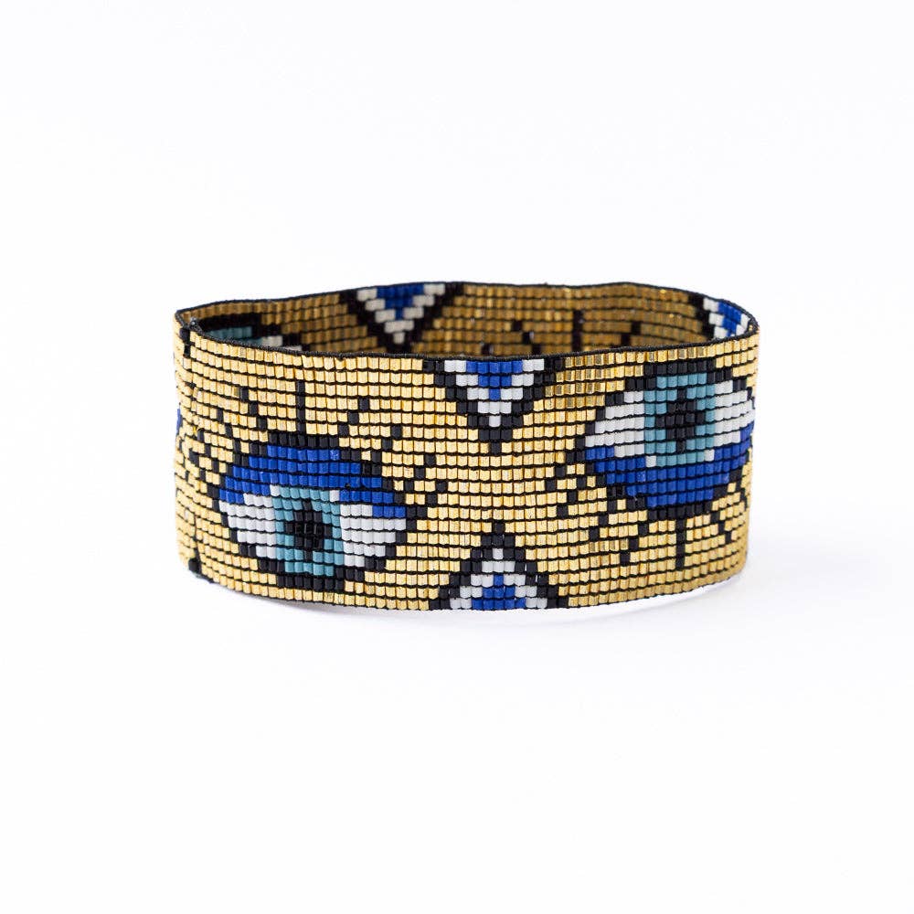 Brooklyn Evil Eye Beaded Stretch Bracelet Gold