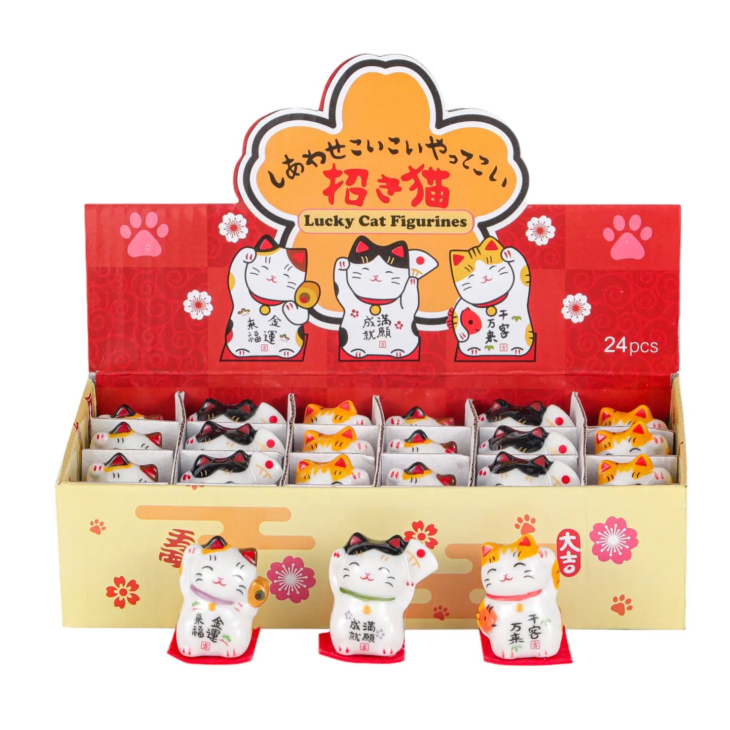 Maneki Neko Lucky Cat Ceramic Figurines