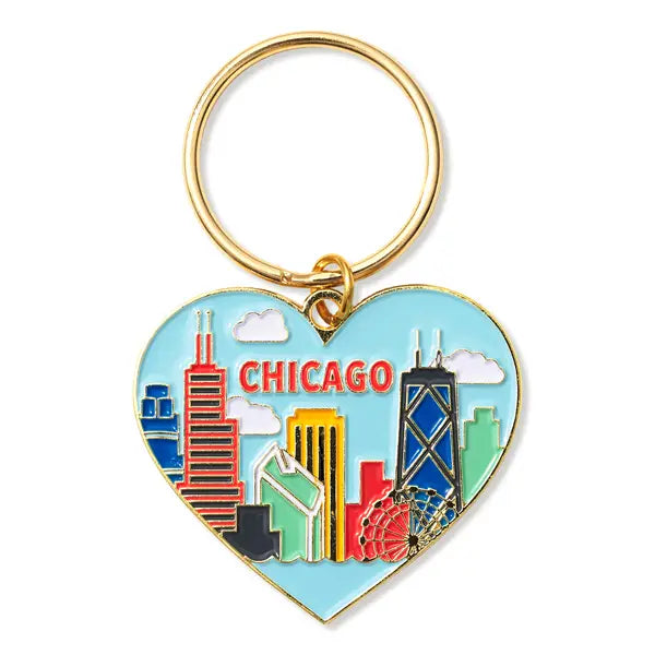 Chicago Skyline Heart Keychain