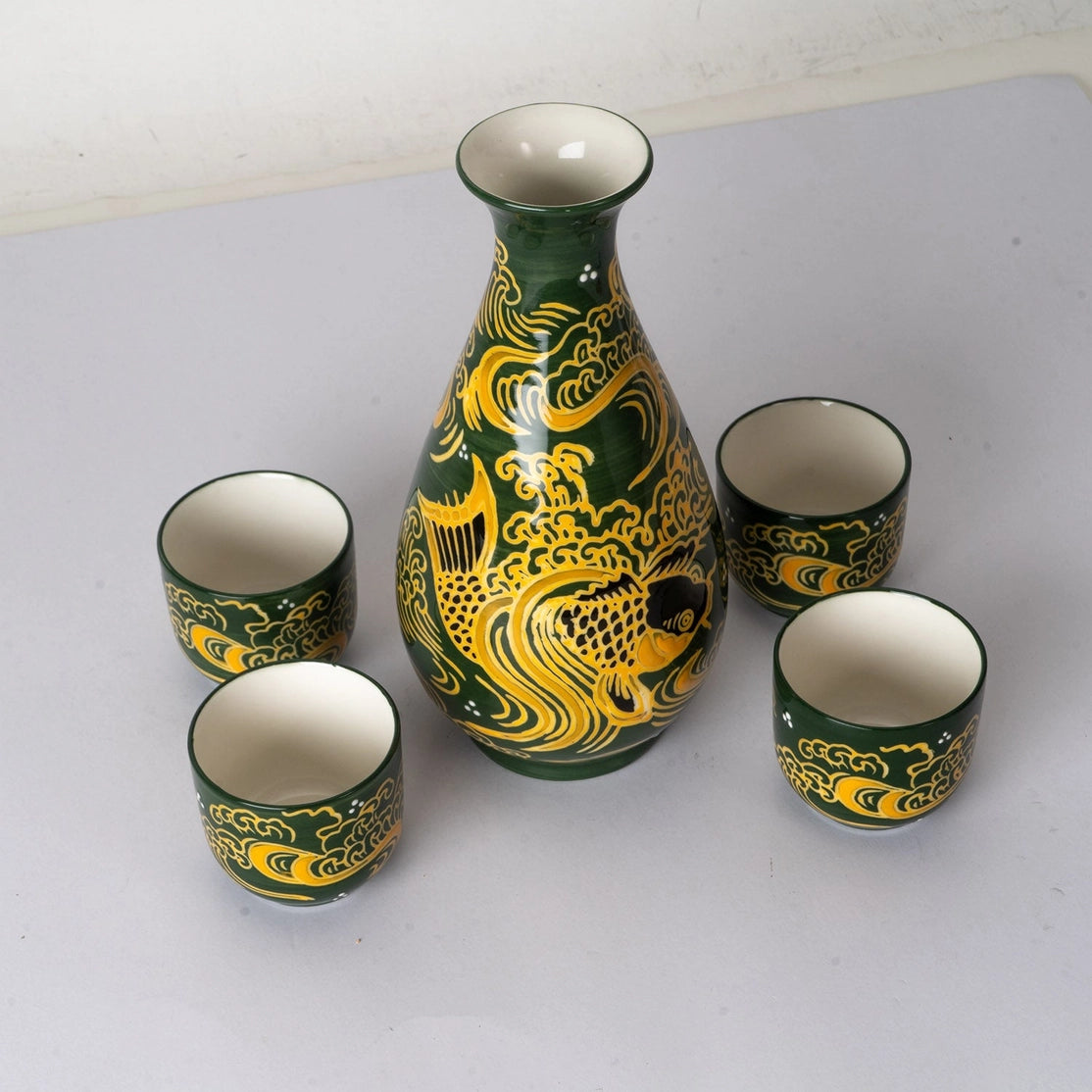 Sake Set Porcelain - Bottle and 4 Cups