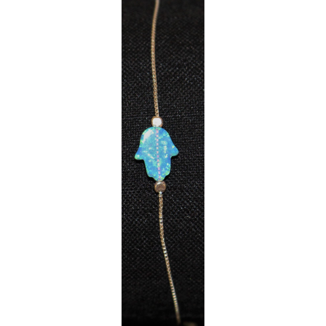 Bracelet w/hamsa blue opal YAOPB2