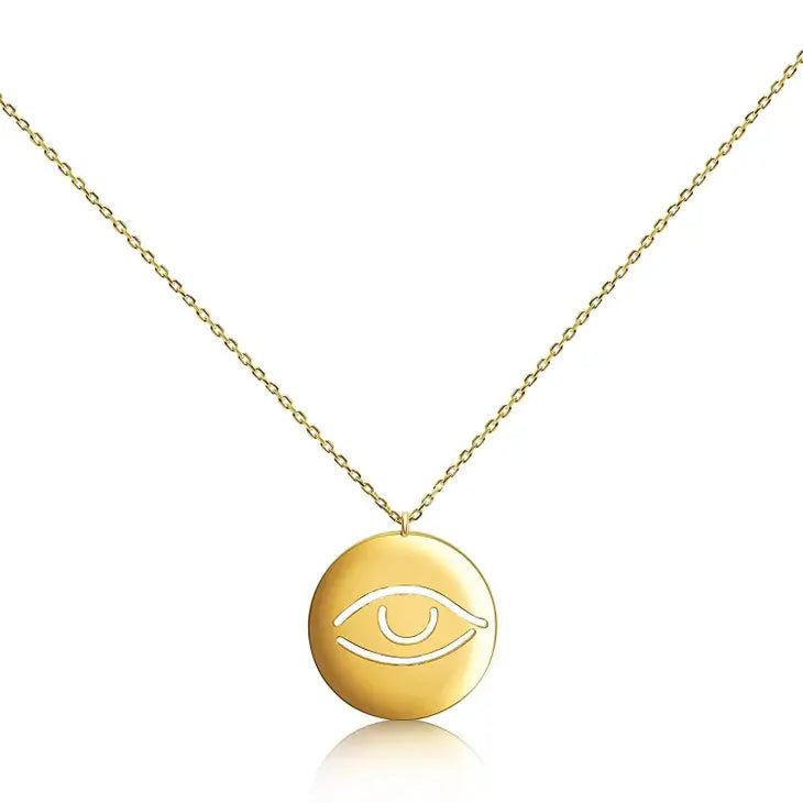Gold Evil Eye Charm Necklace