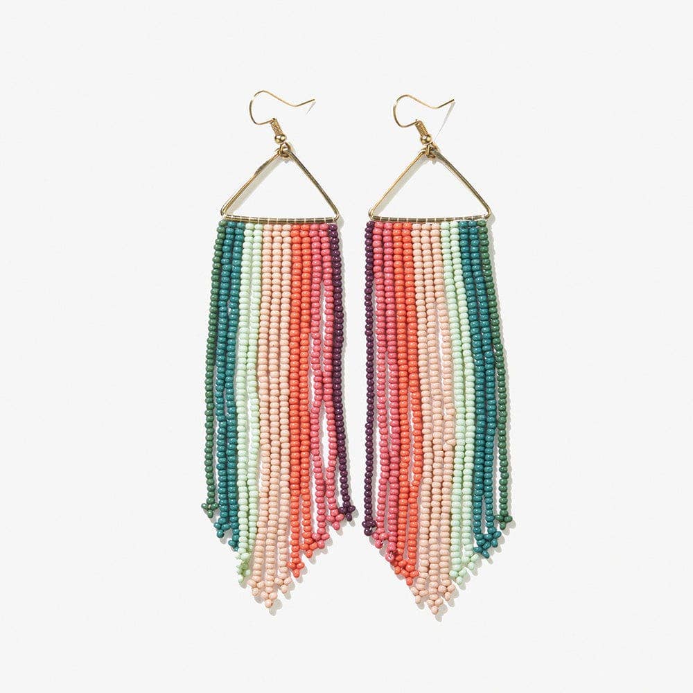 Emilie vertical stripe beaded fringe earrings