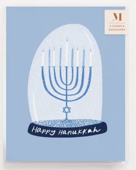 Menorah Snow Globe Hanukkah Cards