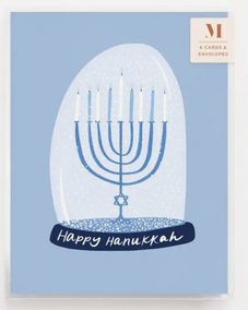 Menorah Snow Globe Hanukkah Cards