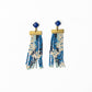 Lilah blue beaded fringe earrings