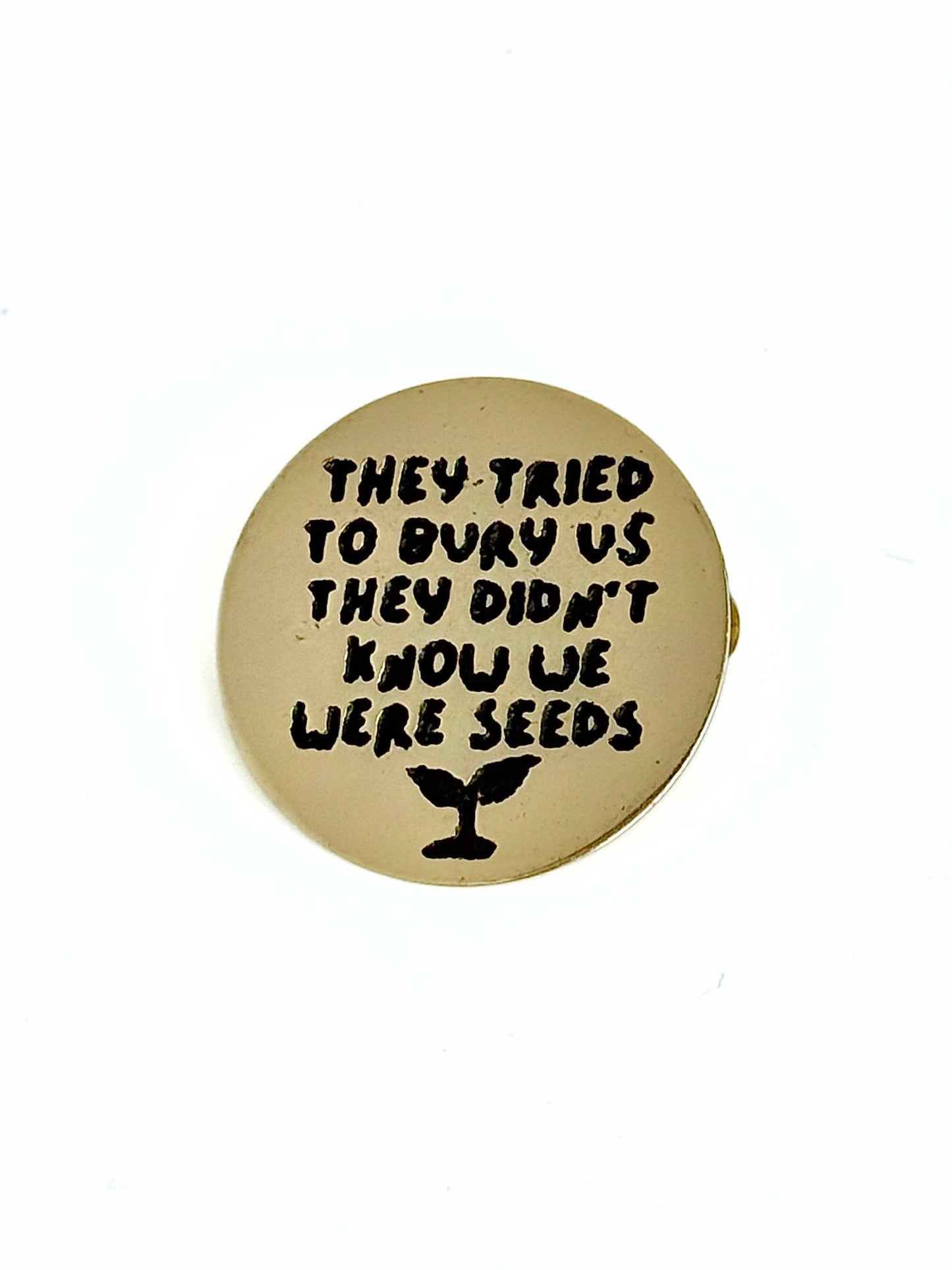 Planting Seeds recycled brass pin