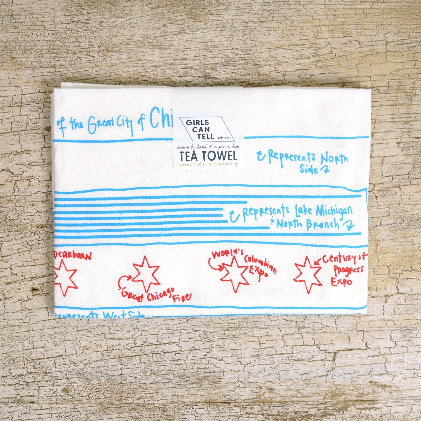 Chicago flag tea towel
