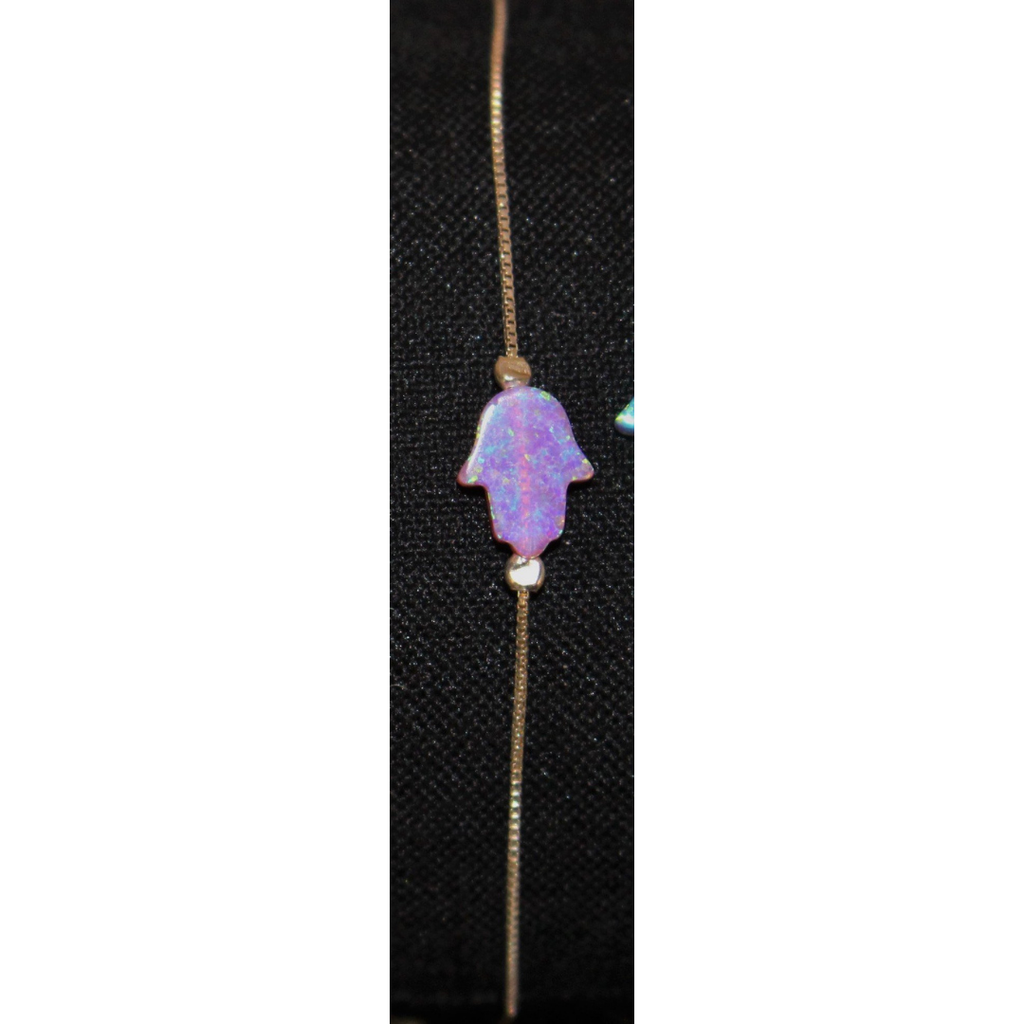 Bracelet w/hamsa pink opal YAOPB2
