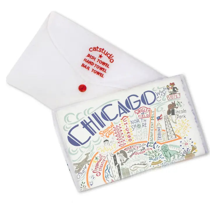 Chicago Embroidered Tea Towel