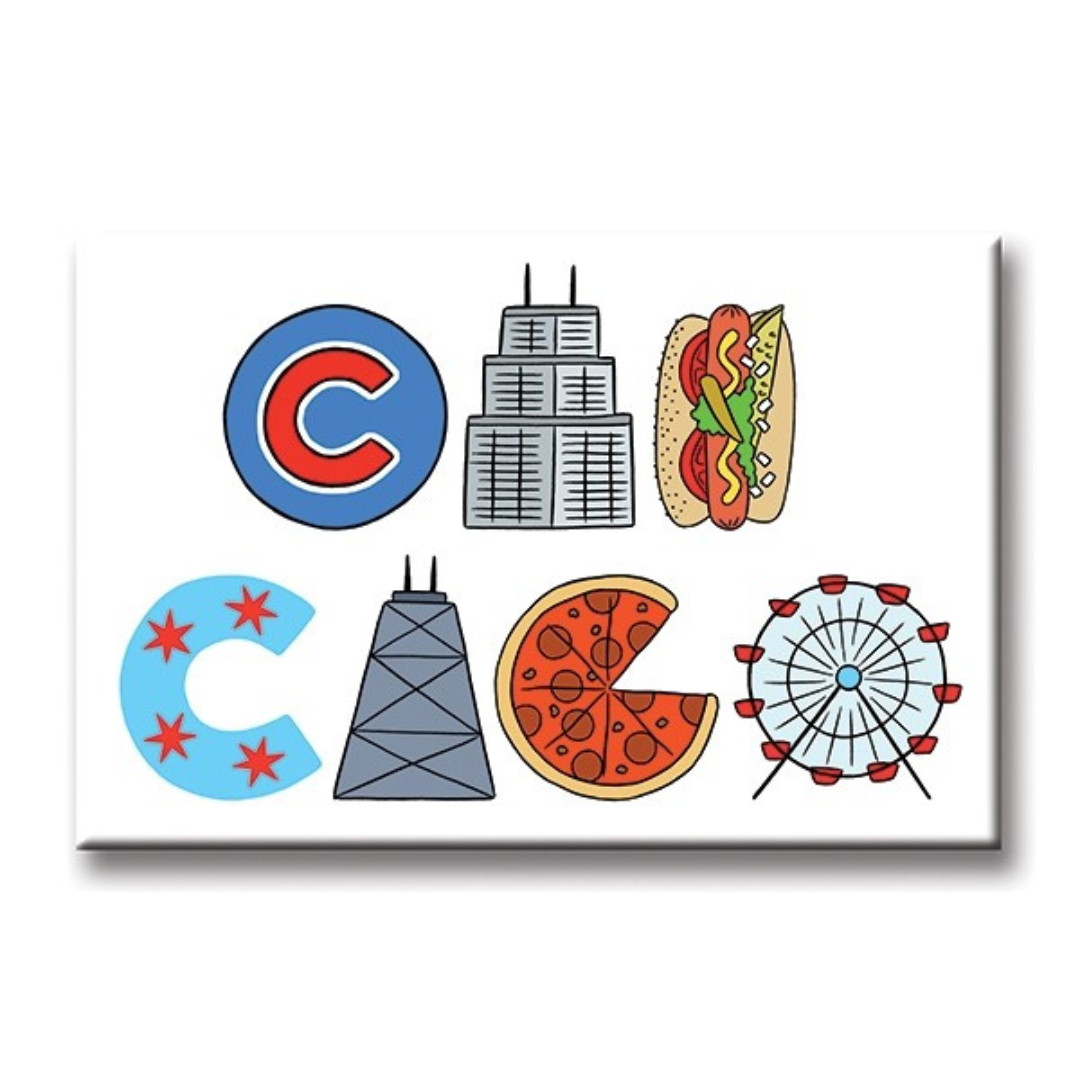 Magnet Chicago Icons Lettering
