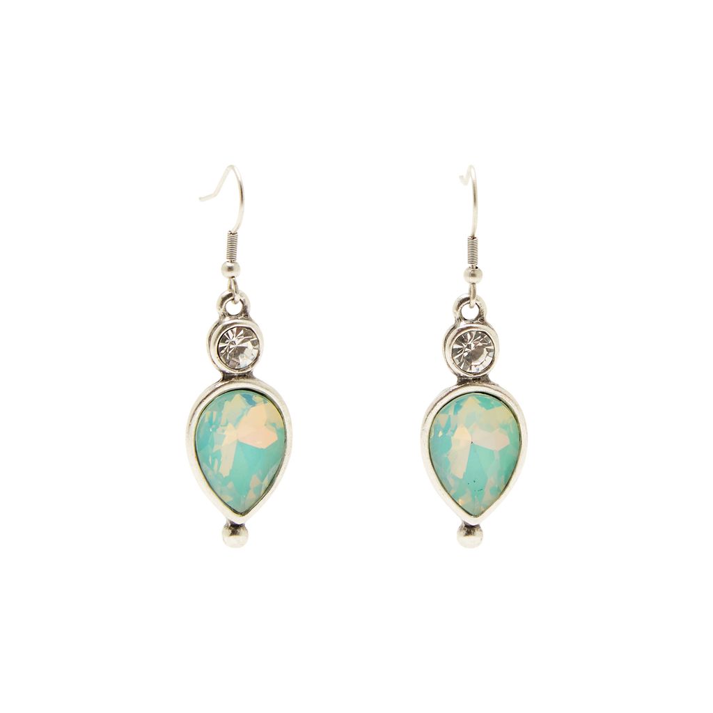Handmade Pewter Earrings with Green Opal