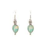 Handmade Pewter Earrings with Green Opal