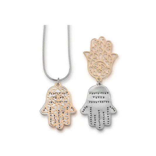 Hamsa Gold and Silver Necklace