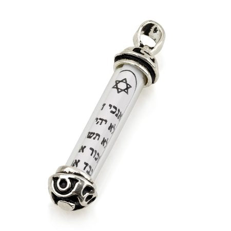 Mezuzah Pendant Clear with Scroll