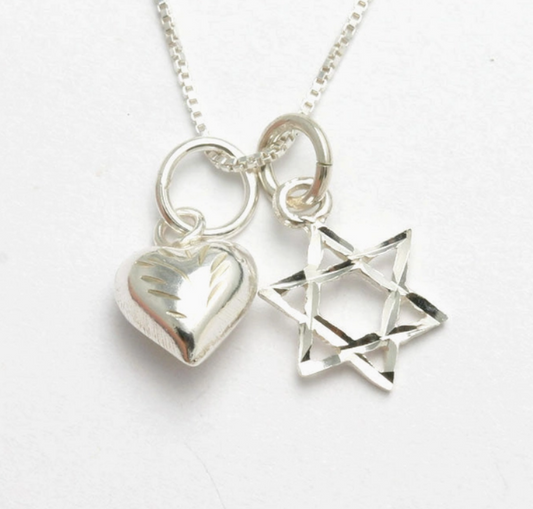 Star of David and Heart Charm Necklace