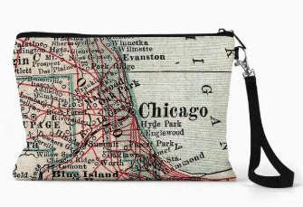 Chicago Map Wristlet