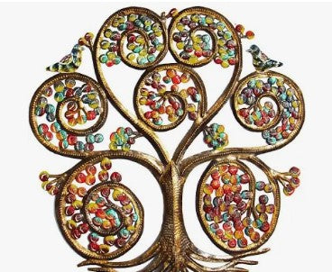 24"Autumn Spiral Tree of Life Haitian Metal Drum