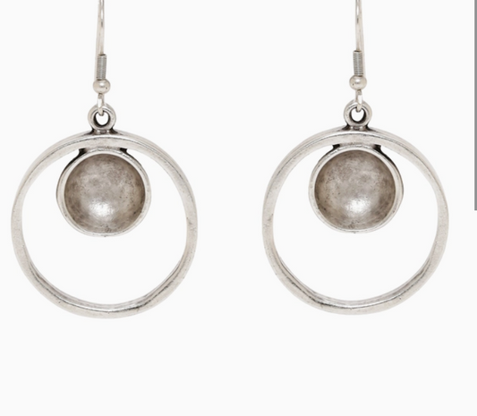 Pewter 2 Circles Earrings
