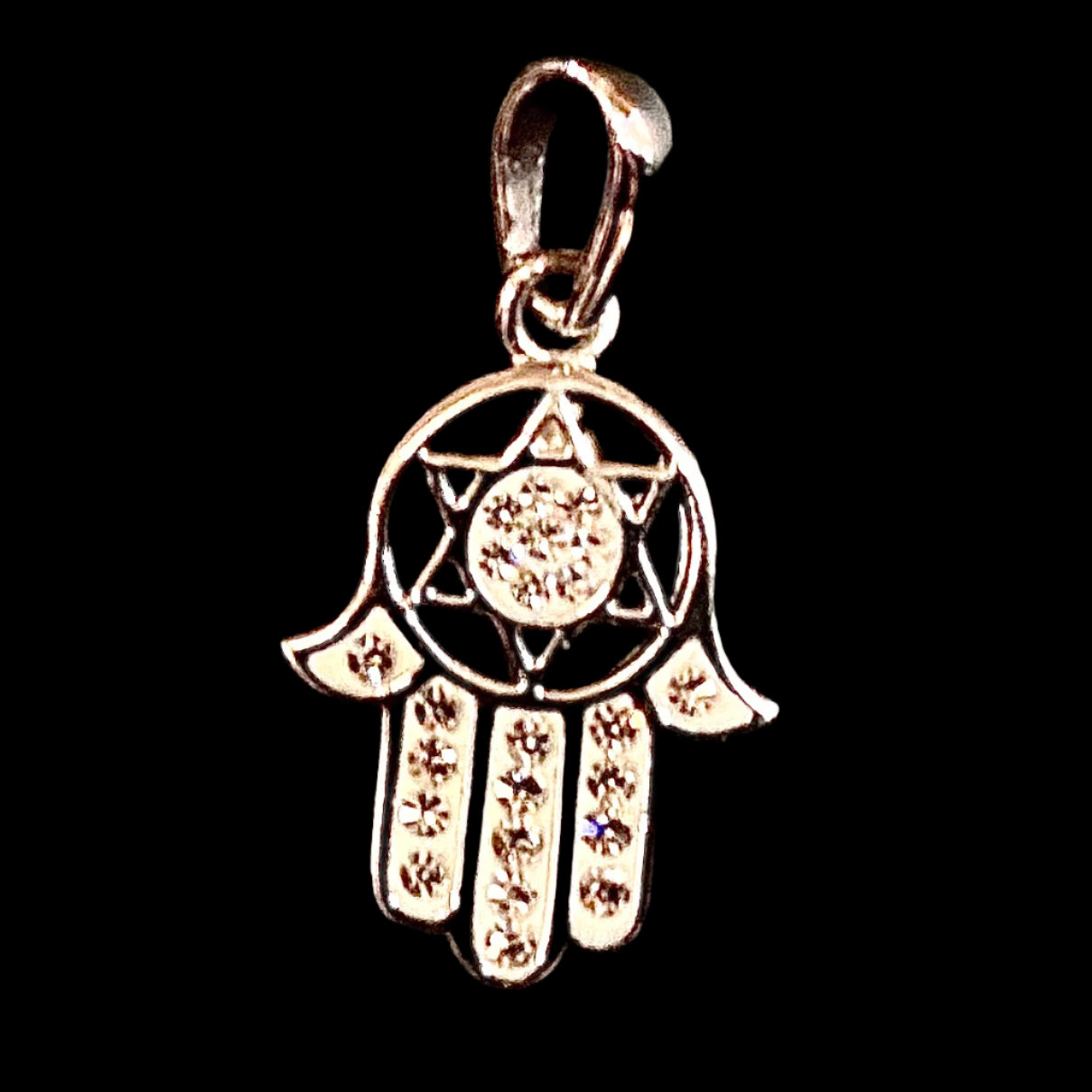 Crystal Stones White Hamsa + S of D