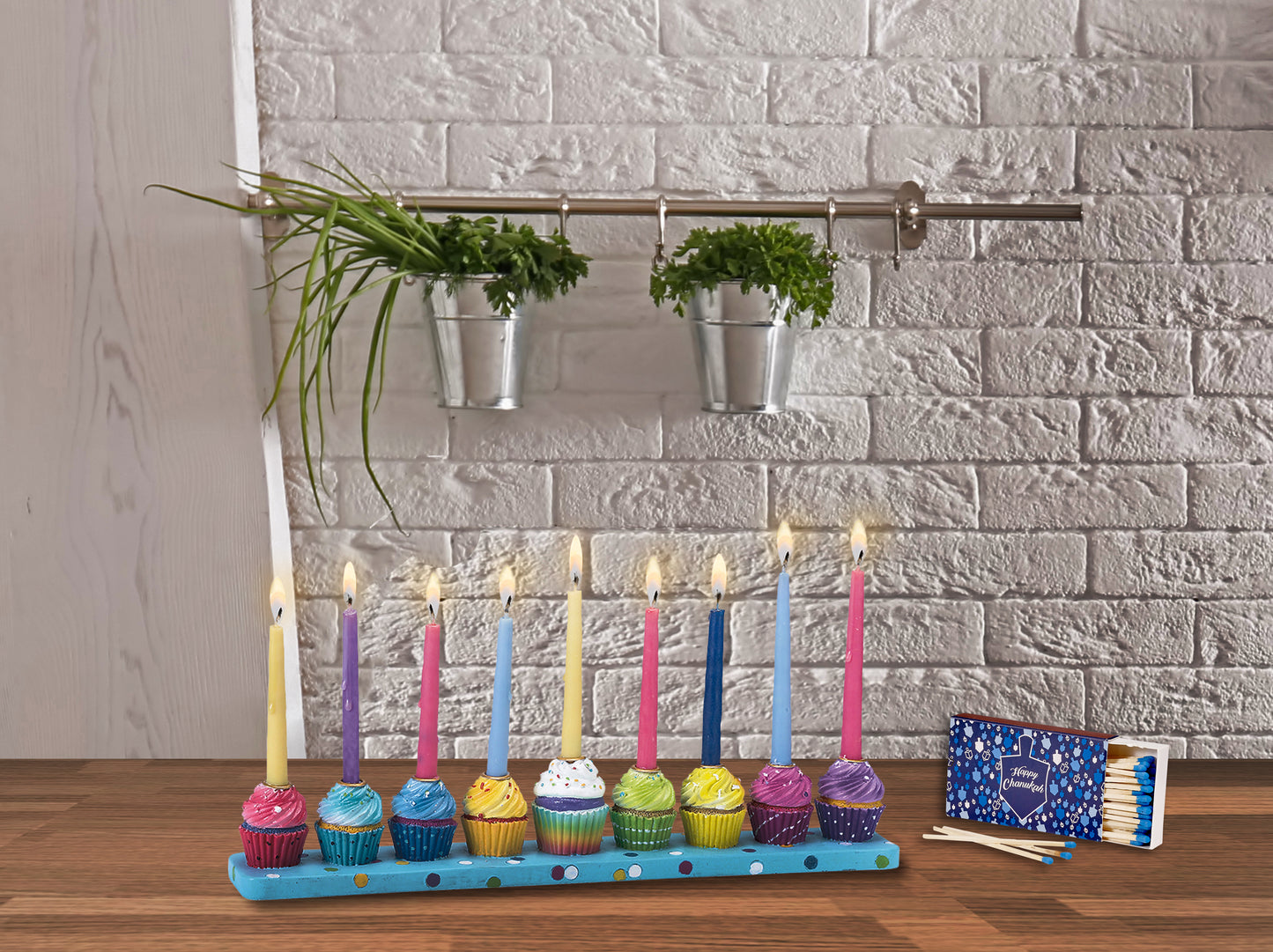 Hand-Painted Resin Cupcakes Menorah