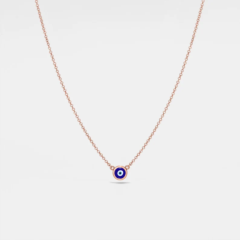 Turkish Evil Eye Nazar Charm Necklace in 925 Sterling Silver