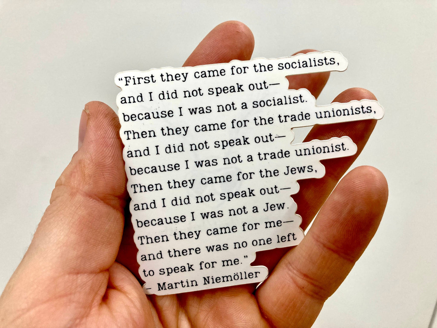 "Then They Came for the Jews" - Martin Niemöller Quote Decal