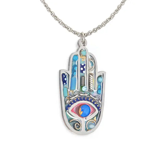 Seeka Elegant Blue Hamsa Necklace