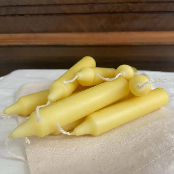 Yellow Beeswax Coated Taper Candles - 3 Hour - 12 Pack