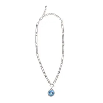Handmade Blue World Pewter Necklace