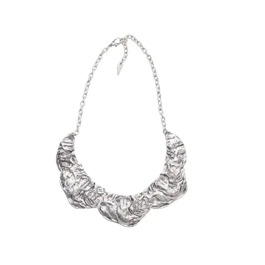 Creased Collar Pewter Necklace