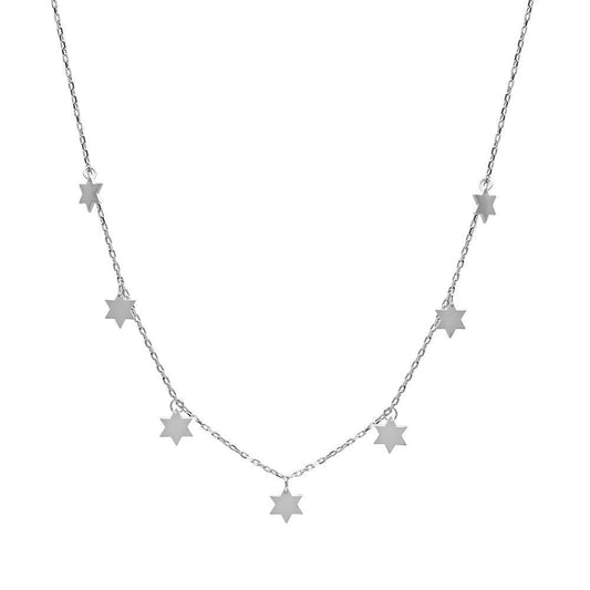 Stars of David Multi Charm Necklace