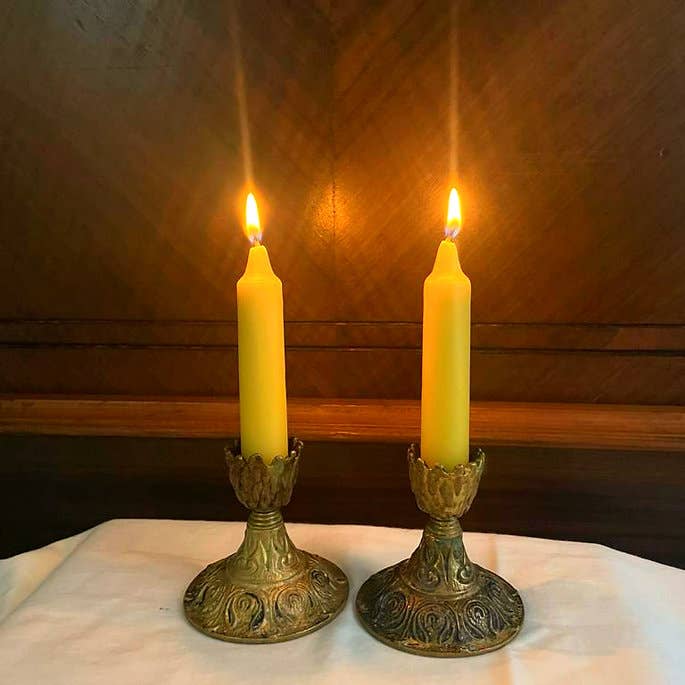 Yellow Beeswax Coated Taper Candles - 3 Hour - 12 Pack