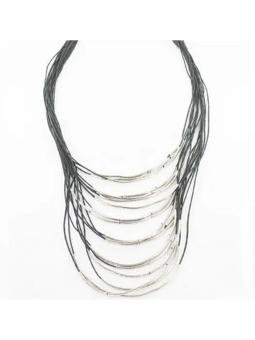 Multi-Strand Cotton & Tube Necklace