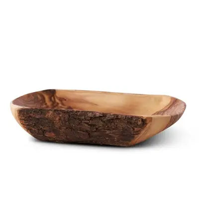 Olive Wood Bowl with Bark Sides