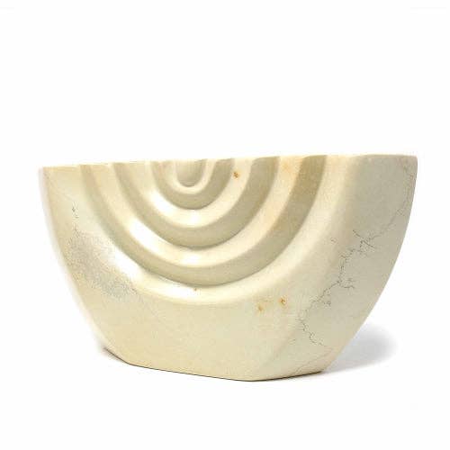 Soapstone Hand Carved Menorah - Natural