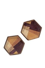 Wood Hexagon Earrings