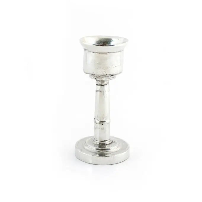 Pewter Shabbat Candle Holder - Tall Thin Silver