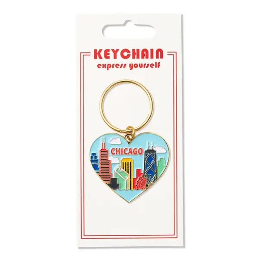 Chicago Skyline Heart Keychain